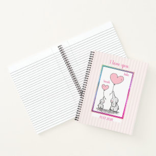 Sweet Pink Elephant Couple Notitieboek
