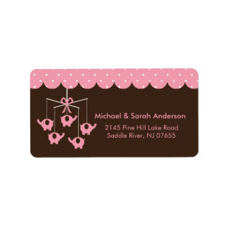 Sweet Pink Elephant Mobiel Adres Label