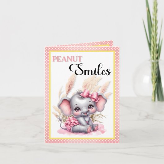 Sweet Pink Elephant - Peanut Smiles Bedankkaart (Voorkant)