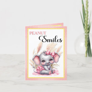 Sweet Pink Elephant - Peanut Smiles Bedankkaart