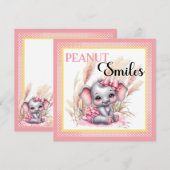 Sweet Pink Elephant - Peanut Smiles Feestdagenkaart (Voorkant / Achterkant)