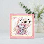 Sweet Pink Elephant - Peanut Smiles Feestdagenkaart (Staand voorkant)