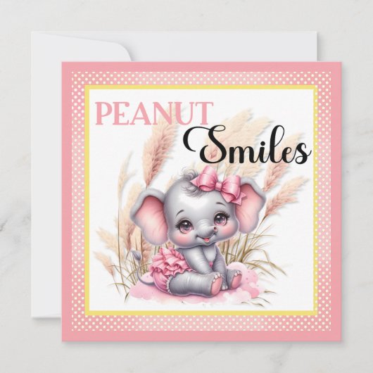 Sweet Pink Elephant - Peanut Smiles Feestdagenkaart (Voorkant)