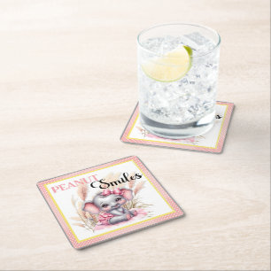 Sweet Pink Elephant - Peanut Smiles Kartonnen Onderzetters