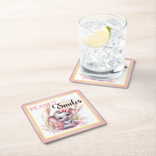 Sweet Pink Elephant - Peanut Smiles Kartonnen Onderzetters (Insitu)