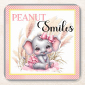 Sweet Pink Elephant - Peanut Smiles Kartonnen Onderzetters (Voorkant)