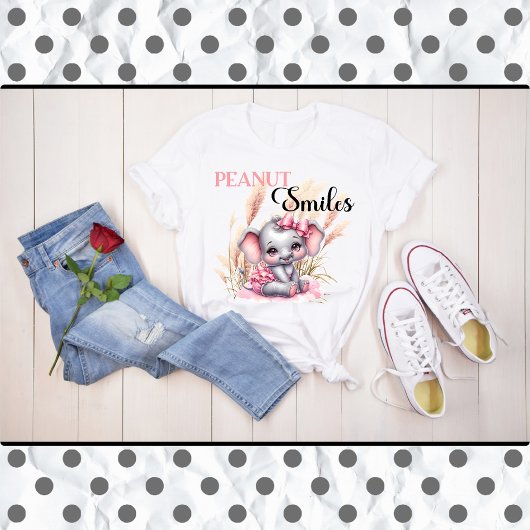 Sweet Pink Elephant - Peanut Smiles T-shirt