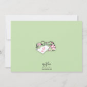 Sweet Pink en Green Birthday Invitation Kaart (Achterkant)