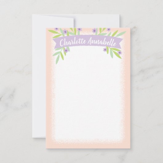 Sweet Pink en Lila Floral Banner Kaart (Voorkant)