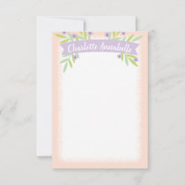 Sweet Pink en Lila Floral Banner Kaart