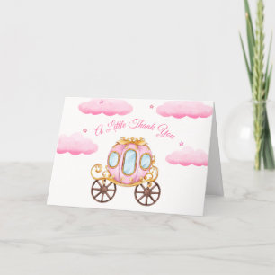 Sweet Pink Fairy Princess Carriage Baby shower Bedankkaart