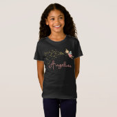Sweet Pink Fairy Princess & Stars Whimsical Girl's T-shirt (Voorkant volledig)