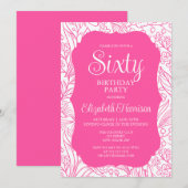 Sweet Pink Flora Vrouw 60e Verjaardagsfeestje Kaart (Voorkant / Achterkant)