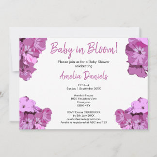 Sweet Pink Floral Baby Shower Invitation Kaart