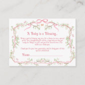Sweet Pink Floral Baby shower Luier Raffle Informatiekaartje (Voorkant)