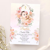 Sweet Pink Floral Baptism uitnodiging