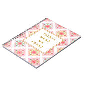 Sweet Pink Floral Diamond Pattern Notitieboek (Linkerzijde)