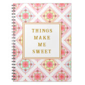 Sweet Pink Floral Diamond Pattern Notitieboek (Voorkant)