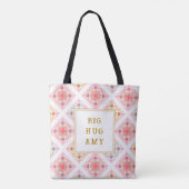 Sweet Pink Floral Diamond Pattern Tote Bag (Achterkant)