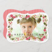 Sweet Pink Floral Easter Greeting Feestdagenkaart (Voorkant / Achterkant)