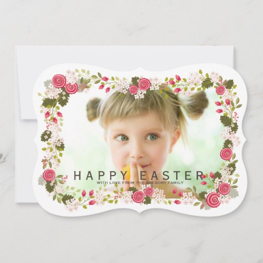 Sweet Pink Floral Easter Greeting Feestdagenkaart (Voorkant)