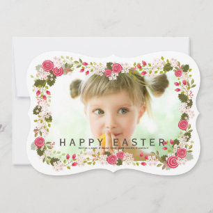 Sweet Pink Floral Easter Greeting Feestdagenkaart