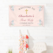 Sweet Pink Floral First Heilige Communauteit Welko Spandoek (Insitu)