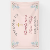 Sweet Pink Floral First Heilige Communauteit Welko Spandoek (Verticaal)