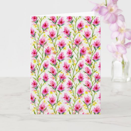 Sweet Pink Floral Pattern Greeting Kaart (Orchidee)