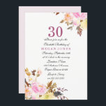 Sweet Pink Floral Script 30th Birthday Invitation Kaart<br><div class="desc">Sweet Pink Floral Script 30th Birthday Uitnodiging Schitterend Handbeschilderd waterverf floraal ontwerp Floral Bouquet,  bijtende floral Zie onze overeenkomende set boven Design met dank aan: https://www.etsy.com/shop/SmallHouseBigPony</div>