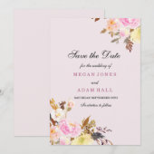 Sweet Pink Floral Sparen de Datum Uitnodiging (Voorkant / Achterkant)