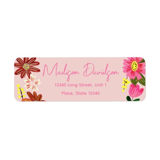 Sweet Pink Flowers Floral Label (Voorkant)
