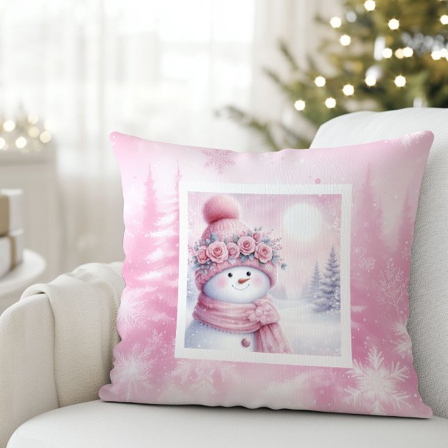 Sweet Pink Forest Pinkmas Snowman Kids Cushion Kussen (Sweet Pink Forest Pinkmas Snowman Kids Cushion)