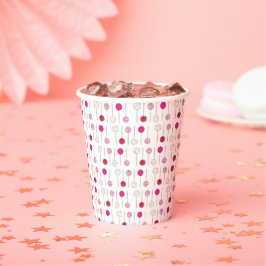 Sweet Pink Frosted Cake Poppen Bakkerij Verjaardag Papieren Bekers