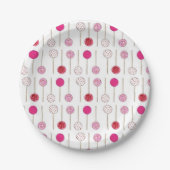 Sweet Pink Frosted Cake Poppen Bakkerij Verjaardag Papieren Bordje (Voorkant)