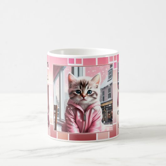 Sweet Pink Funny Cat Koffiemok (Center)