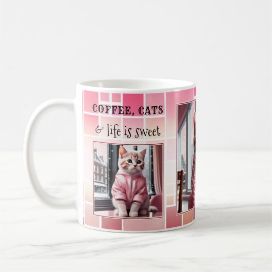 Sweet Pink Funny Cat Koffiemok (Links)