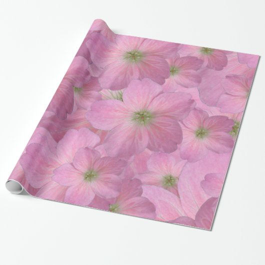 Sweet Pink Garden Bloemen Patroon Cadeaupapier (Uitgerold)