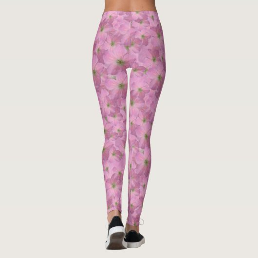 Sweet Pink Garden Flowers Pattern Leggings (Achterkant)