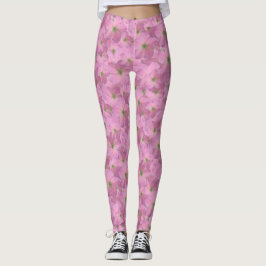 Sweet Pink Garden Flowers Pattern Leggings
