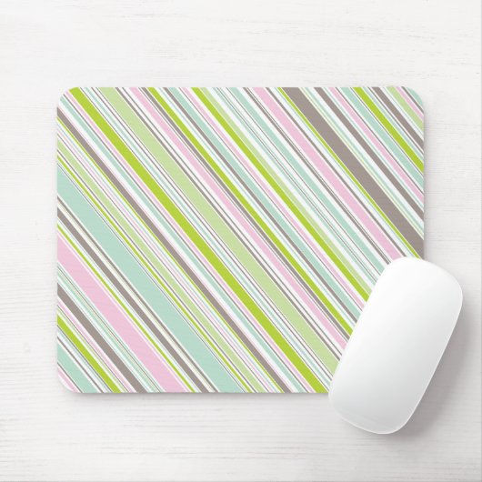 Sweet Pink Garden Stripes Fun Pattern Mousepad Muismat (Met muis)