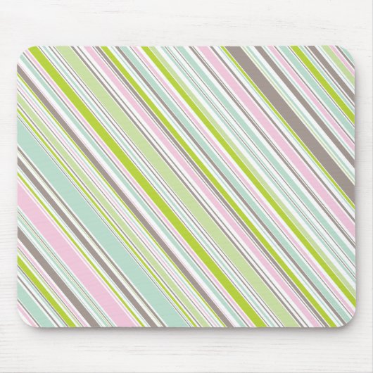 Sweet Pink Garden Stripes Fun Pattern Mousepad Muismat (Voorkant)