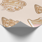 Sweet Pink Gingerbrood kerstpatroon Cadeaupapier (Hoek)