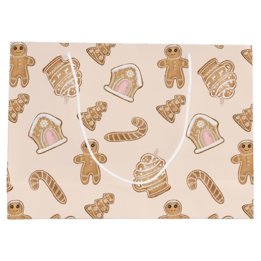 Sweet Pink Gingerbrood kerstpatroon Groot Cadeauzakje (Achterkant)