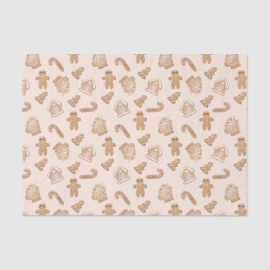 Sweet Pink Gingerbrood kerstpatroon Tissuepapier (Voorkant)