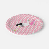 Sweet Pink Gingham and Stork Baby shower Bord (Gekanteld)
