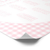 Sweet Pink Gingham Bow Baby shower Zitplaatskaart Poster (Hoek)