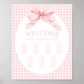 Sweet Pink Gingham Bow Baby shower Zitplaatskaart Poster (Voorkant)