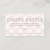 Sweet Pink Gingham Diaper Raffle Girl Baby shower Informatiekaartje (Voorkant)