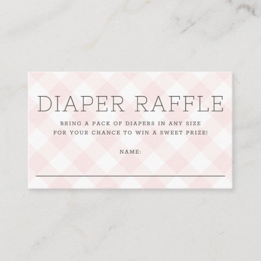 Sweet Pink Gingham Diaper Raffle Girl Baby shower Informatiekaartje (Voorkant)